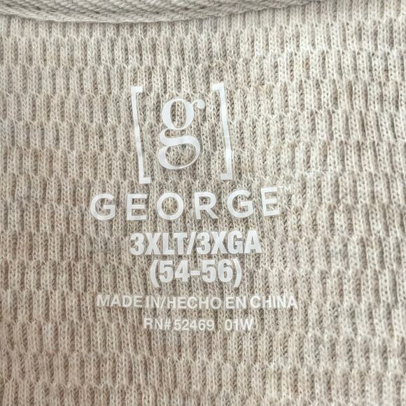 George Beige Waffle Knit Thermal Henley Long Sleeve T-shirt Men Size 3XL (54-56) - Picture 5 of 7